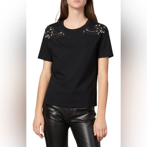 Sandro crystal embellished cotton tee, L - Picture 2 of 12